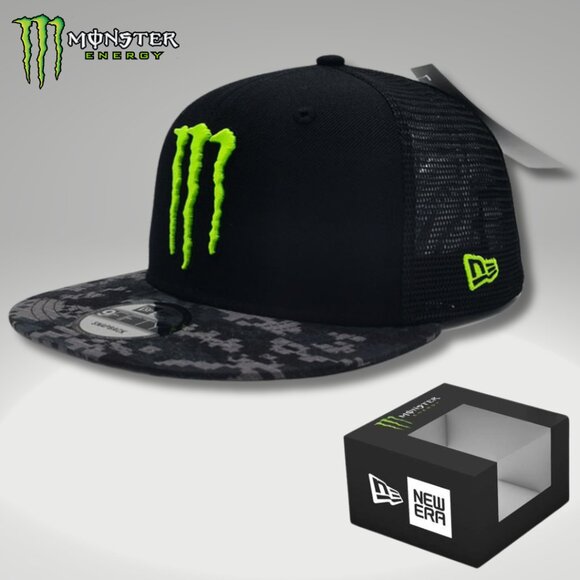 Hat Snapback New Era Black Camo Grey Visor 9FIFTY Box & Sticker - Picture 1 of 5